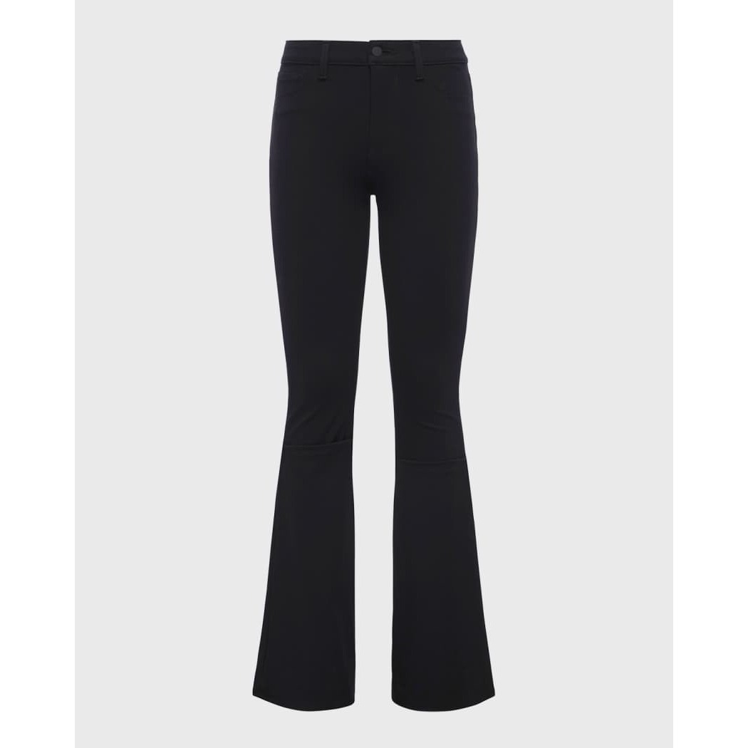 L'agence Womens Size 23 Black Marty High Rise Flare Jeans Raw Hem Stretch Denim